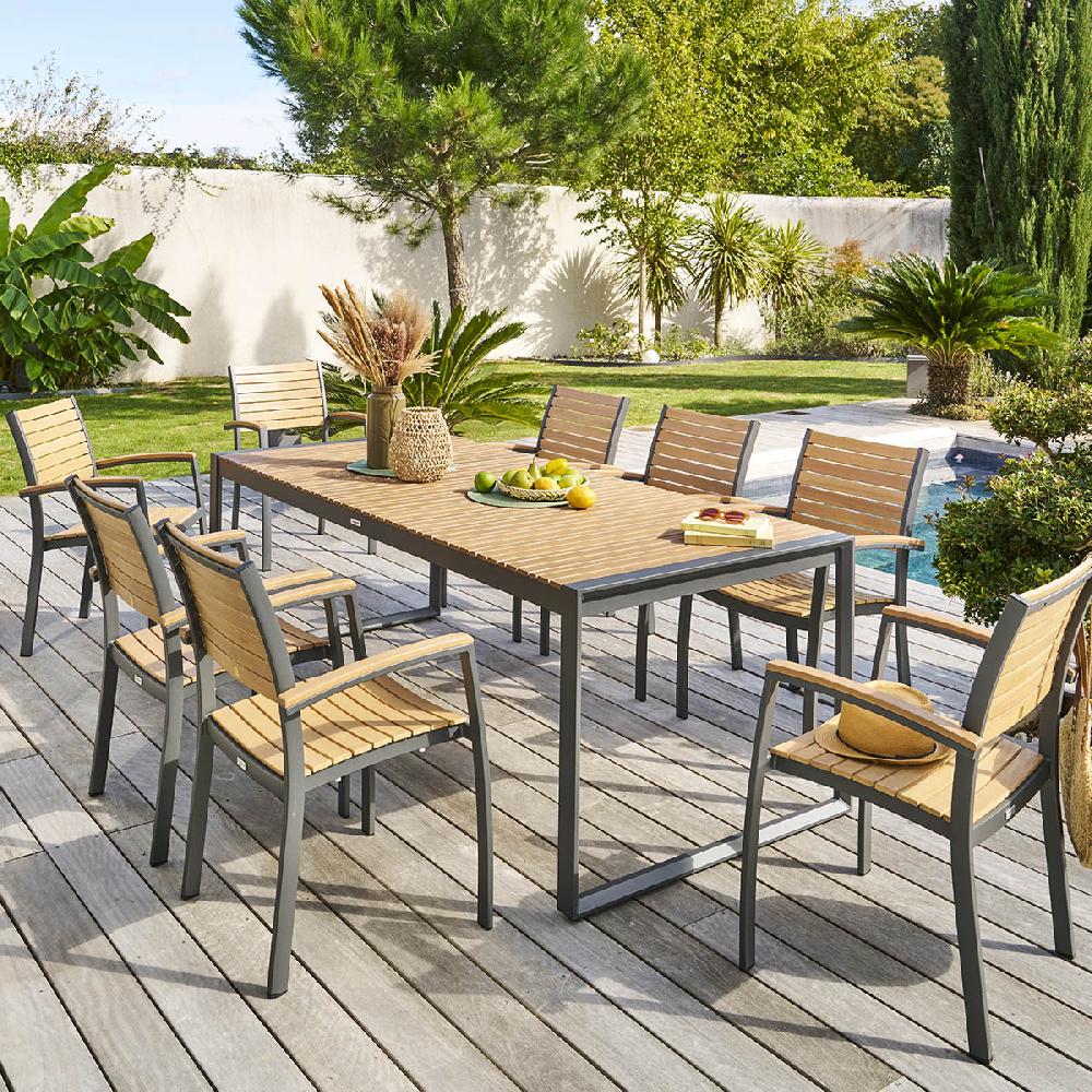 hesperide Table de jardin rectangulaire LENSIA Eucalyptus & Graphite