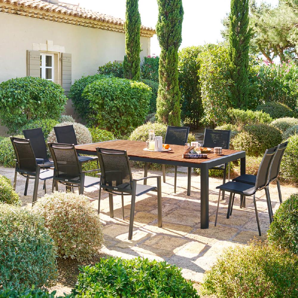 hesperide Table de jardin rectangulaire PARADIZE Effet Noyer & Graphite