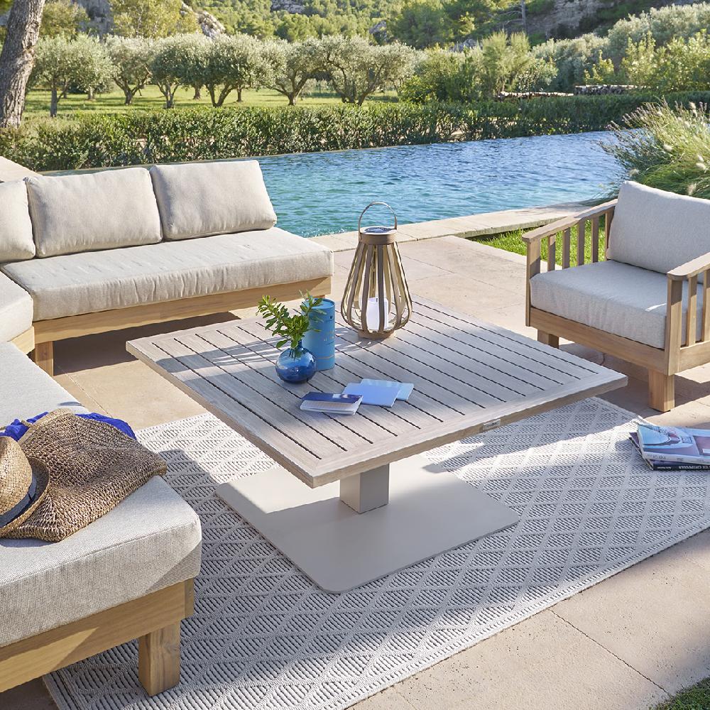 hesperide Table de jardin relevable carrée SALIMIA Argile & Lin