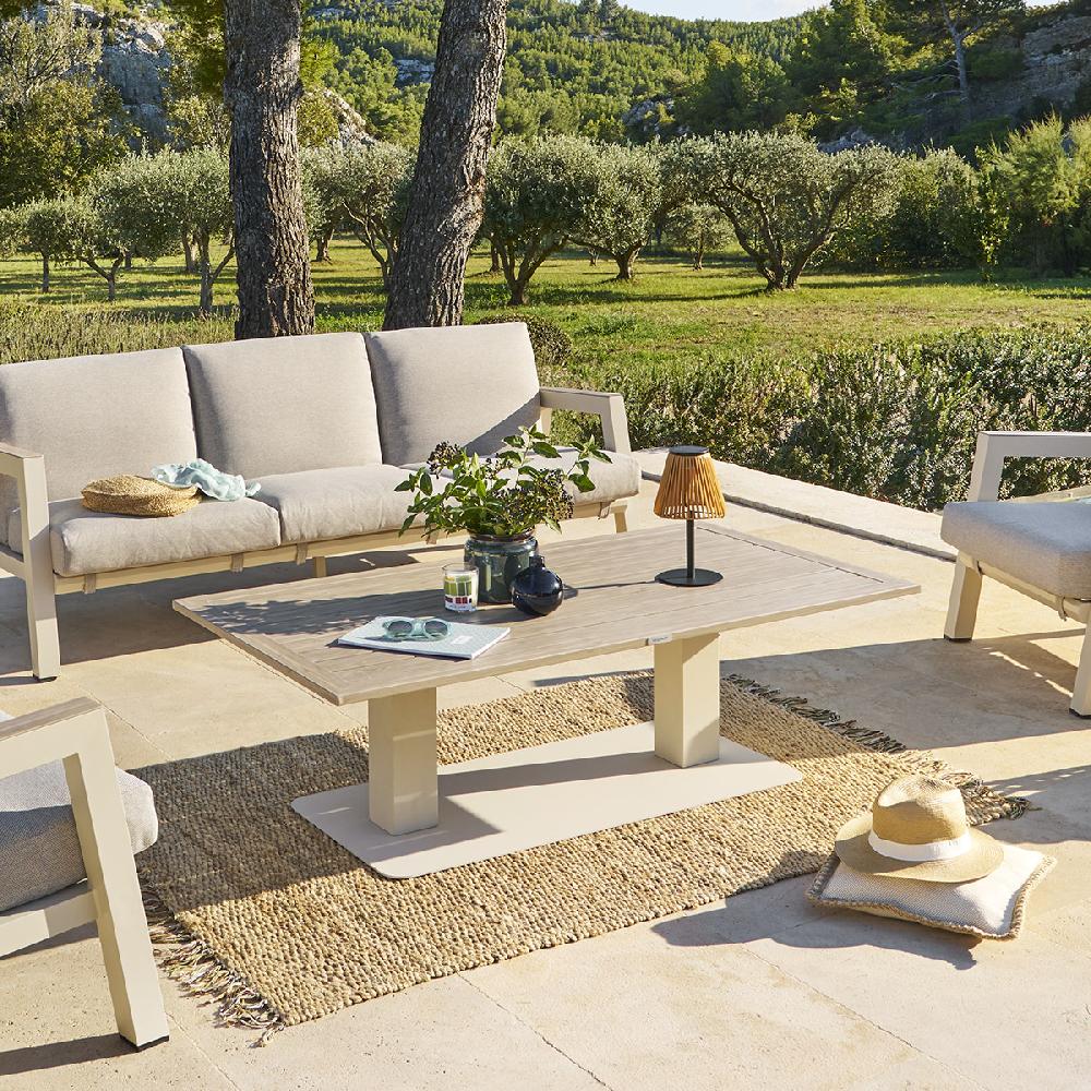 Hesperide Table De Jardin Relevable Rectangulaire SALIMIA Argile & Lin