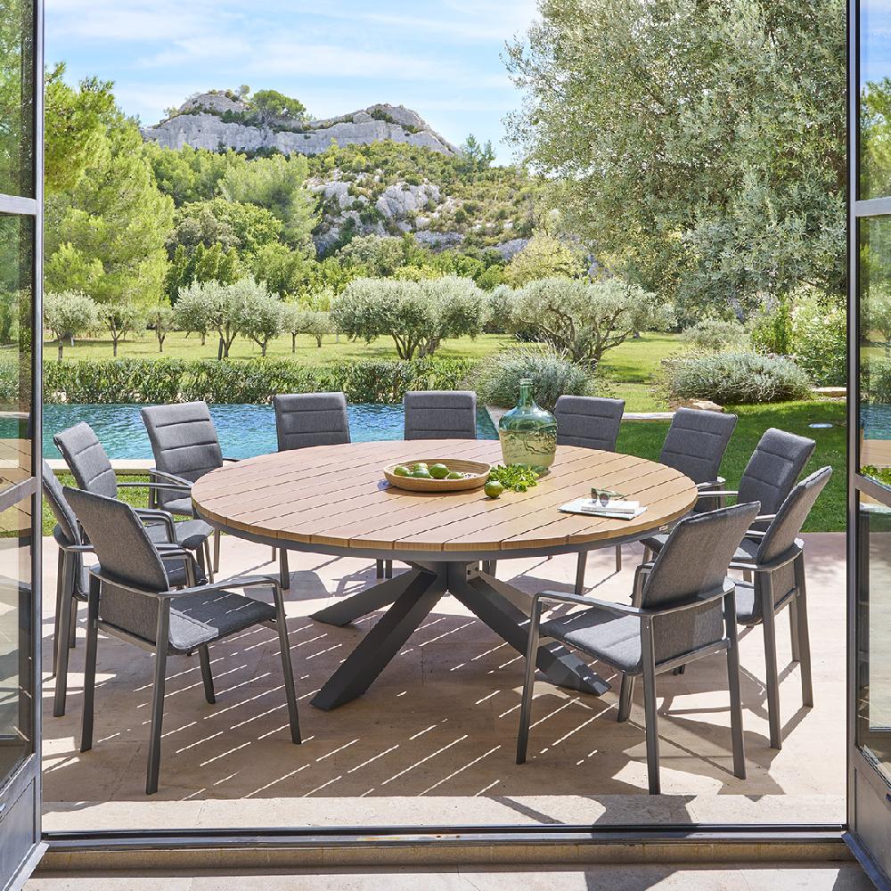 hesperide Table de jardin ronde ORACLION Noix & Graphite