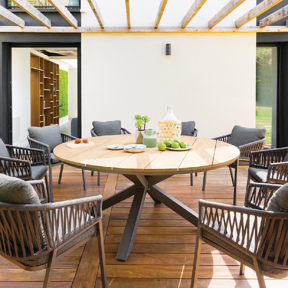 Hesperide Table De Jardin Ronde ORIENGO Acacia & Graphite