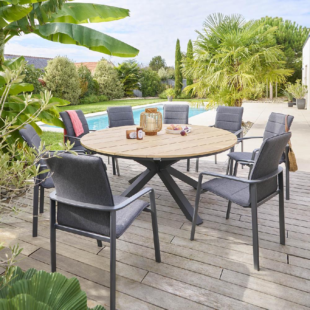 hesperide Table de jardin ronde ORIENGO Acacia & Graphite