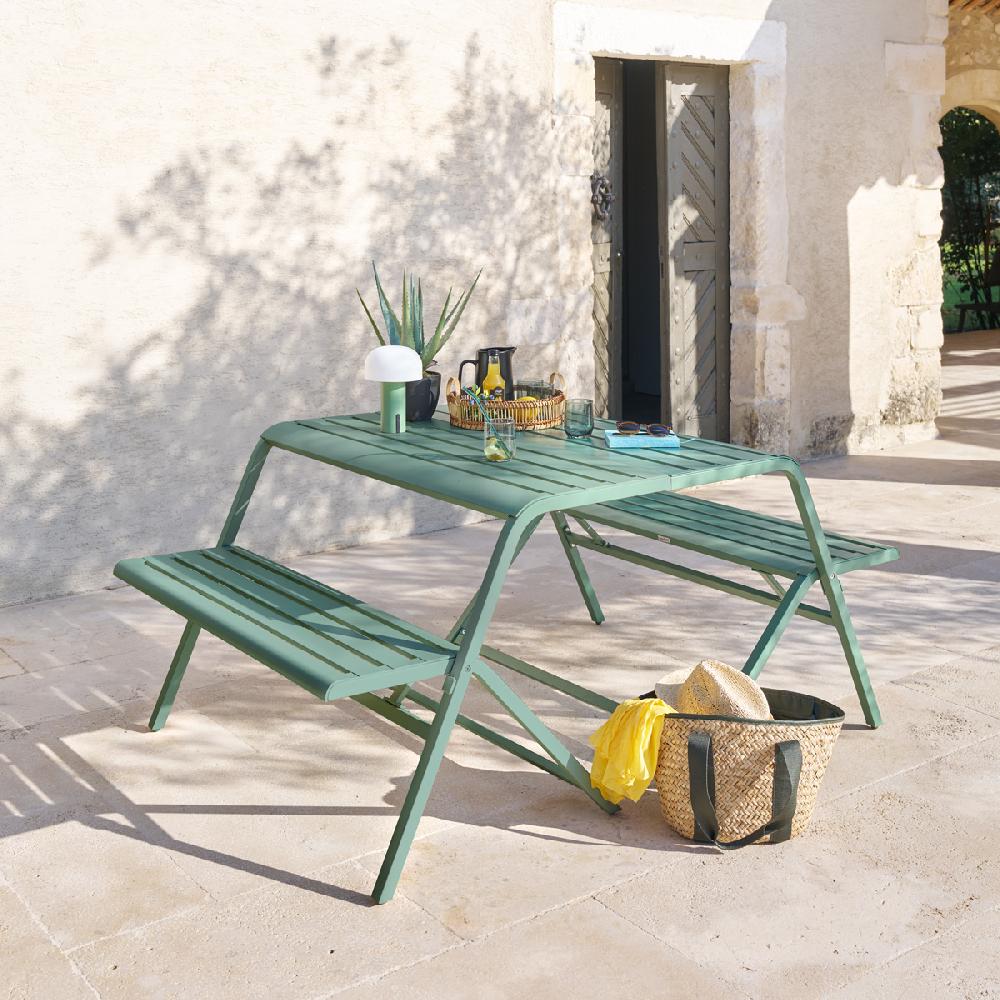 hesperide Table de pique-nique pliante pour balcon DRILIA Vert olive