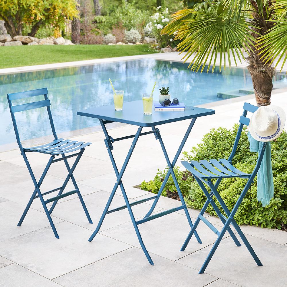 hesperide Table haute de jardin pliante GREENSBORO Bleu canard