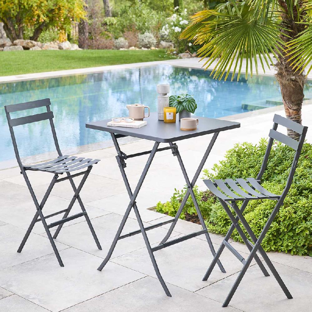 hesperide Table haute de jardin pliante GREENSBORO Graphite