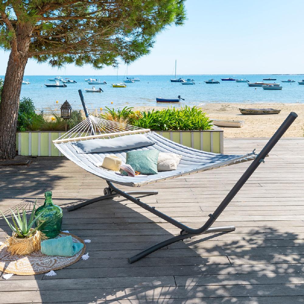 Hesperide Toile De Hamac Matelassé AKIO Gris Perle + 1 Pied Réglable PANAO