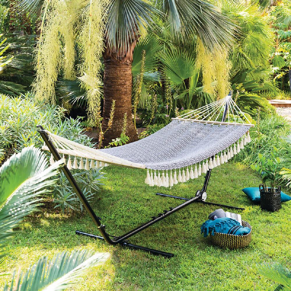 hesperide Toile de hamac réversible à franges SYSSIA Noir