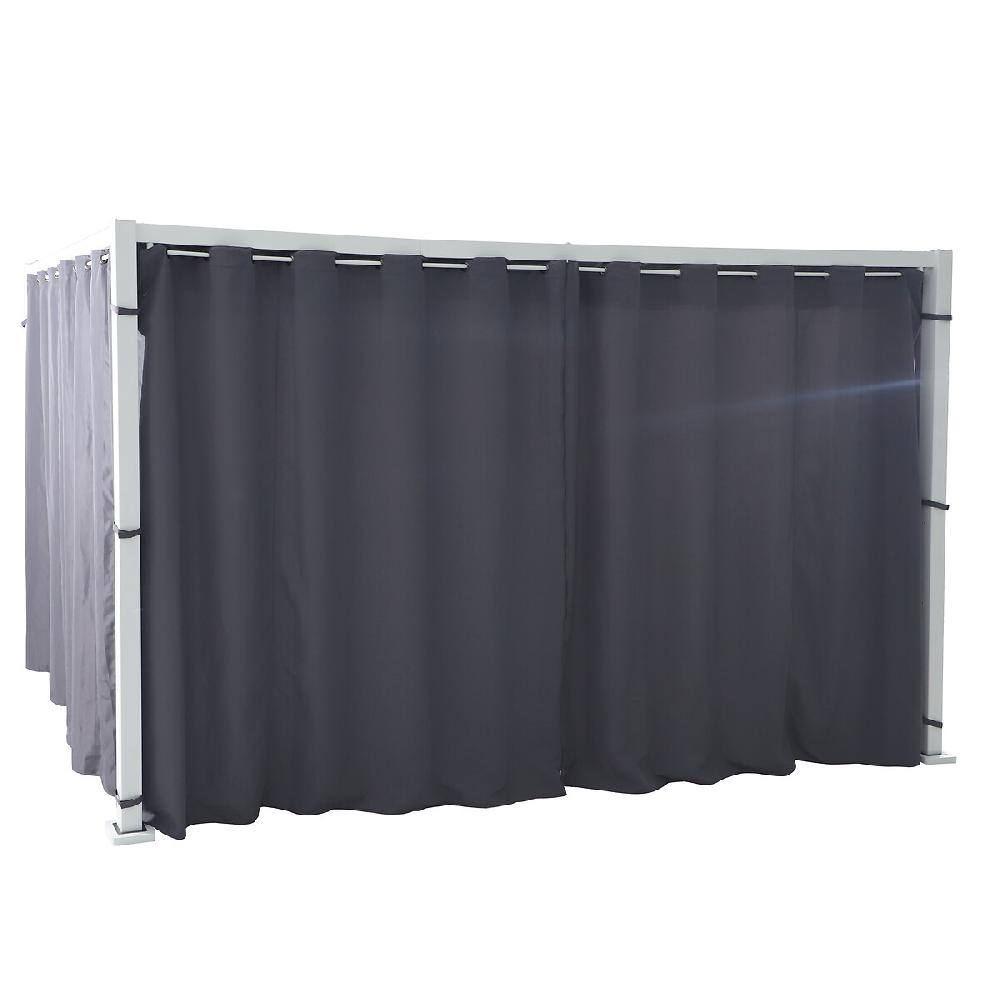 Hesperide Tonnelle Rectangulaire ZALYA Blanc & Ardoise + 1 Kit De Rideaux Et De Rails