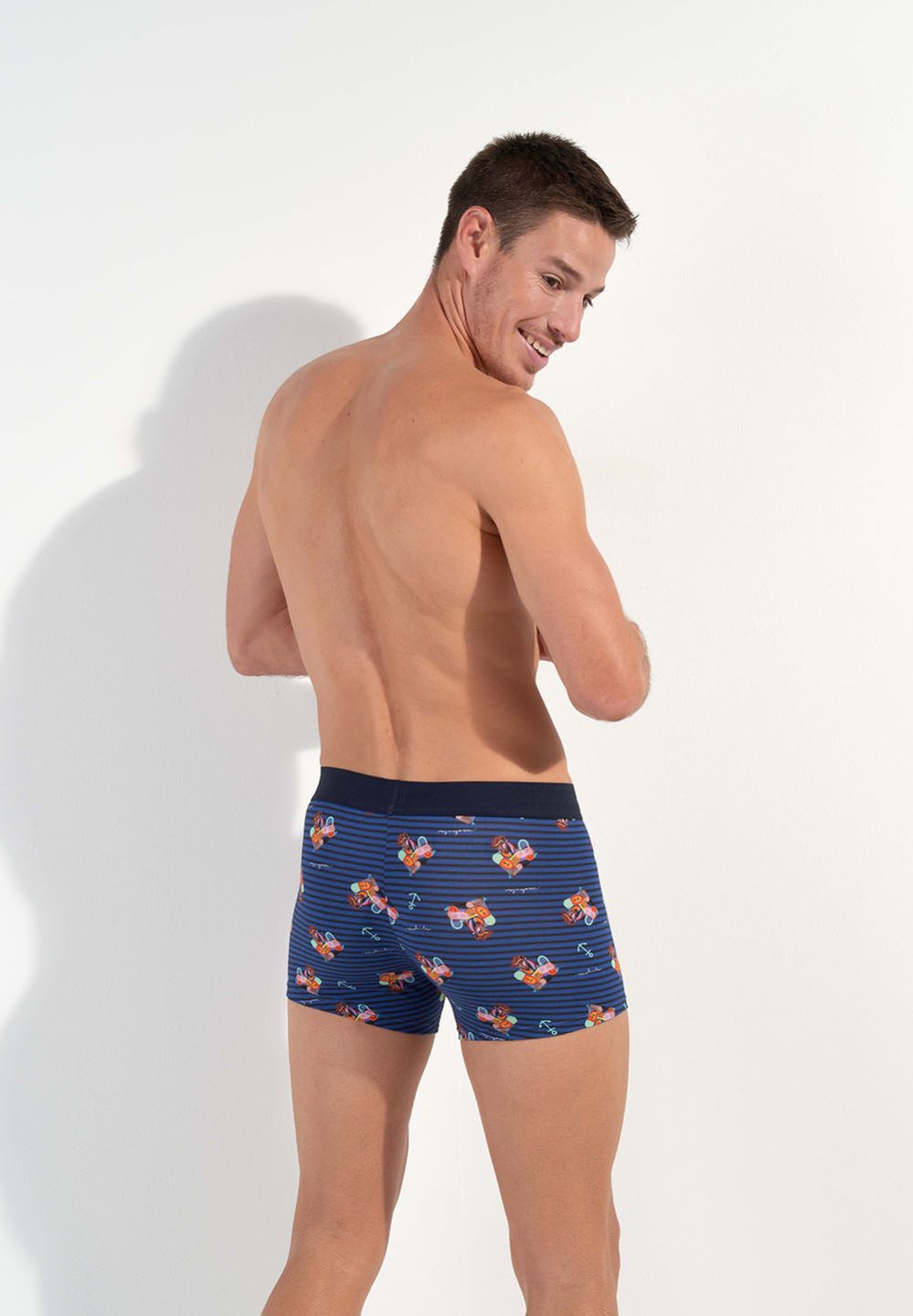 Hom Boxer Pour Homme En Couleur Imprimé Marine De La Collection Mode HOM