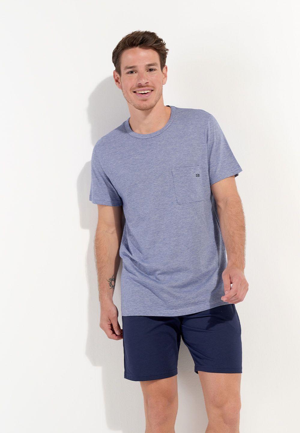 Hom Pyjama Court En Couleur Marine De La Collection Mode HOM