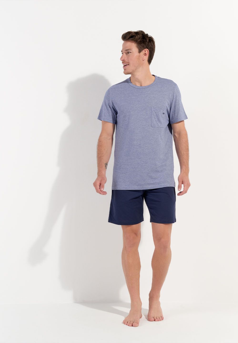 Hom Pyjama Court En Couleur Marine De La Collection Mode HOM