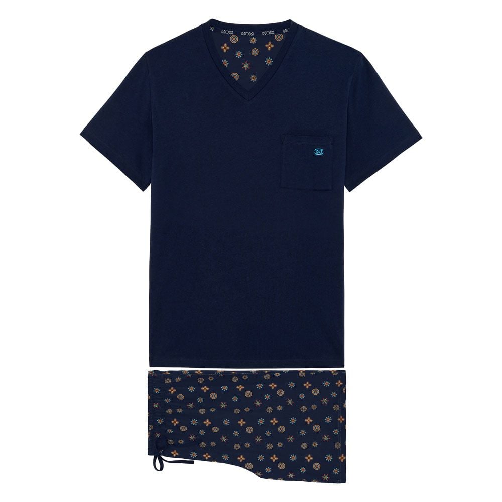 hom Pyjama d'été en coton et modal MANDALA - HOM Pyjama court pour homme
