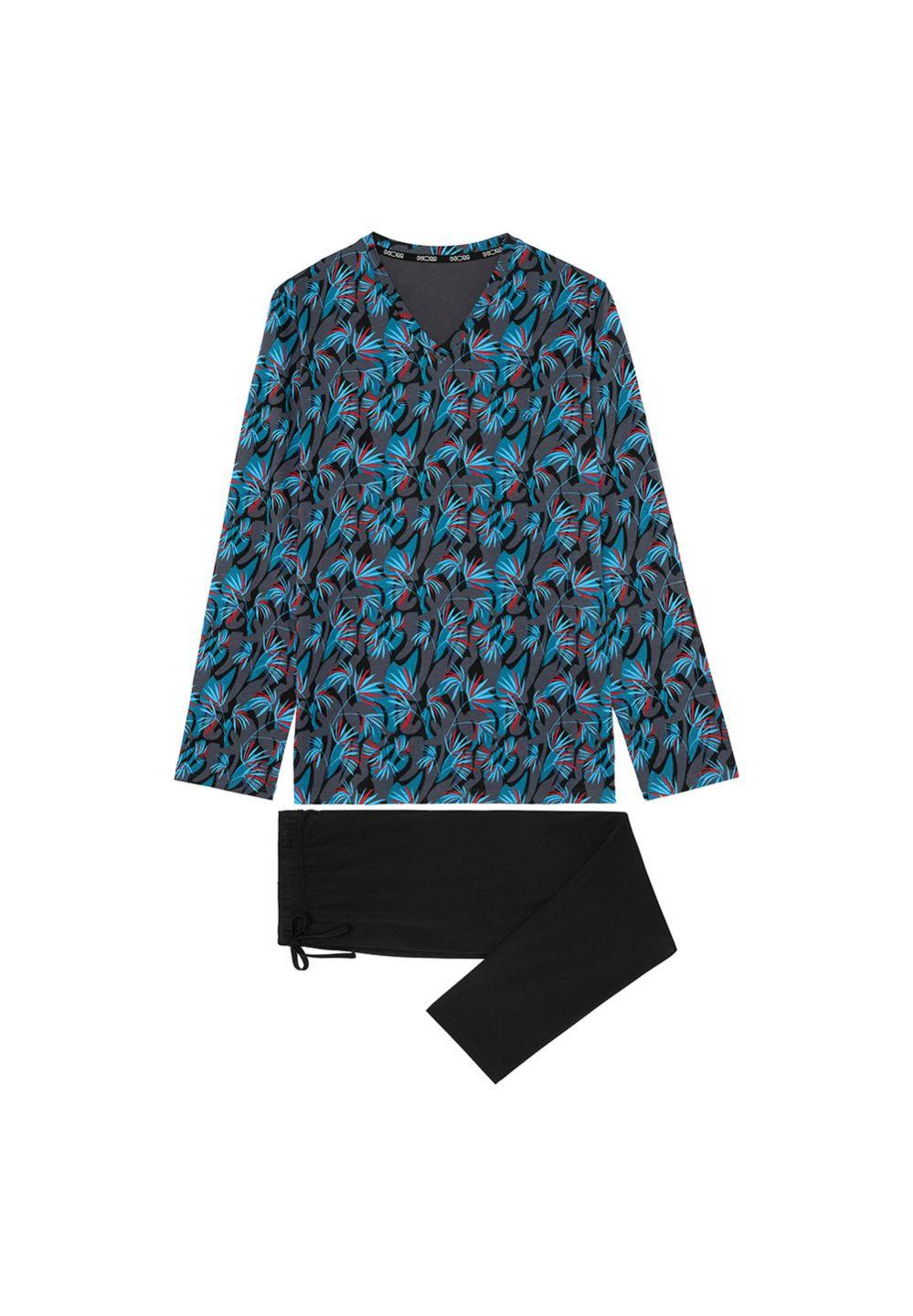 hom Pyjama long pour homme en couleur imrpimé gris foncé de la collection Mode HOM