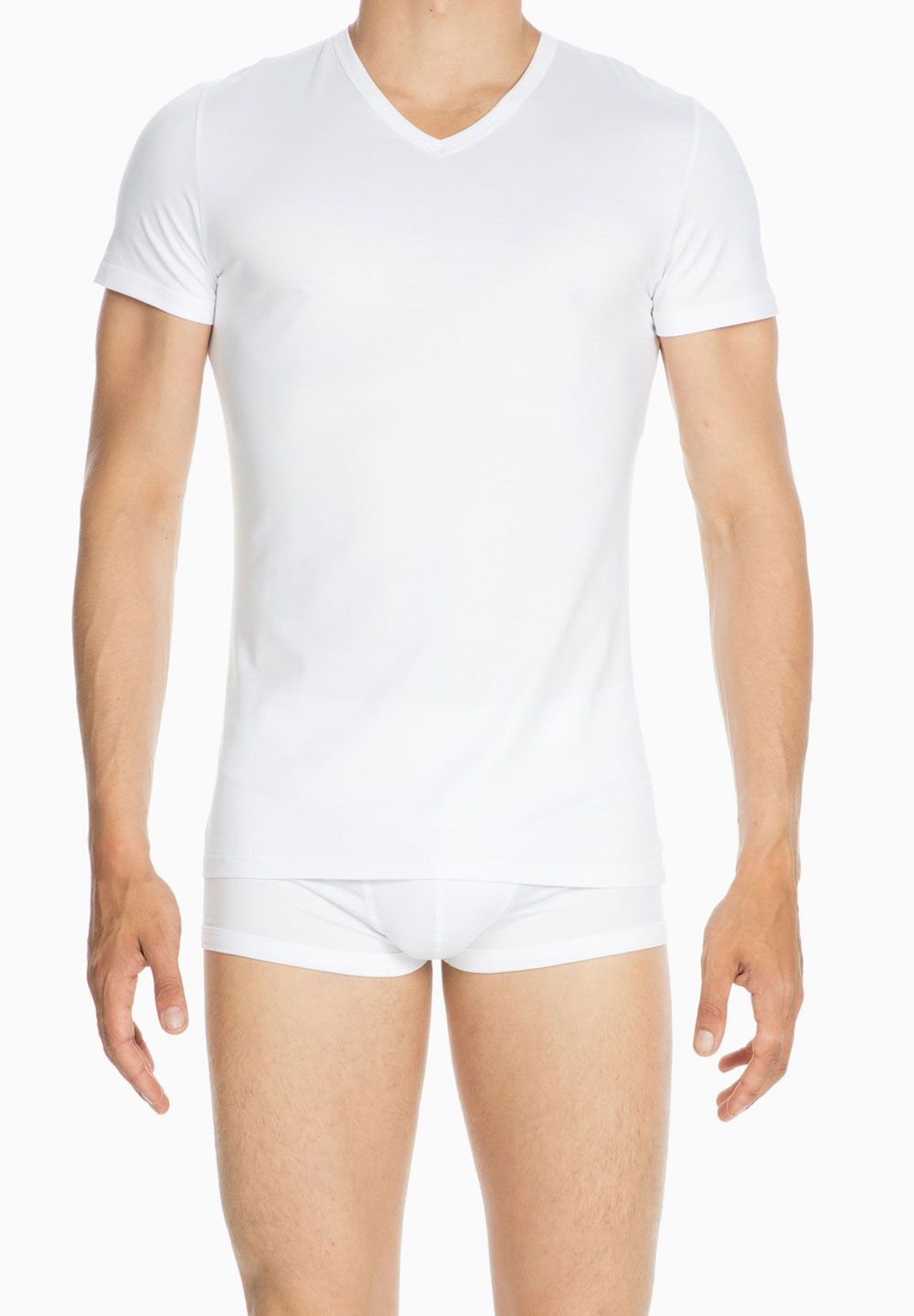Hom T-shirt Col V En Couleur White De La HOM Collection Classic