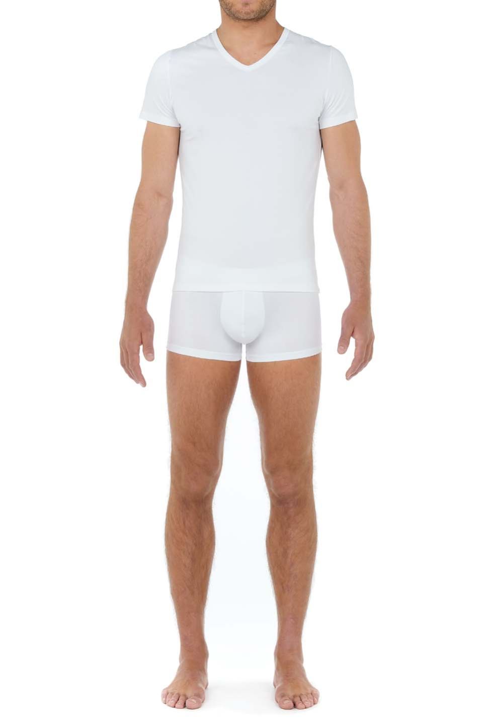 Hom T-shirt Col V En Couleur White De La HOM Collection Classic