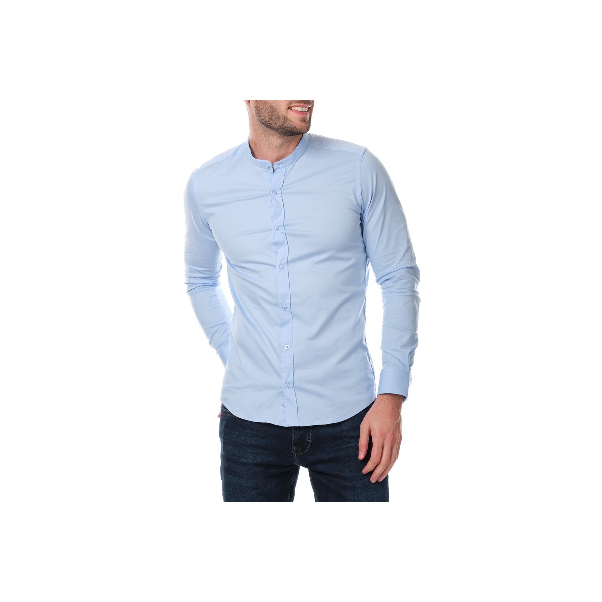 Hopenlife Chemise Col Mao BULMA Bleu