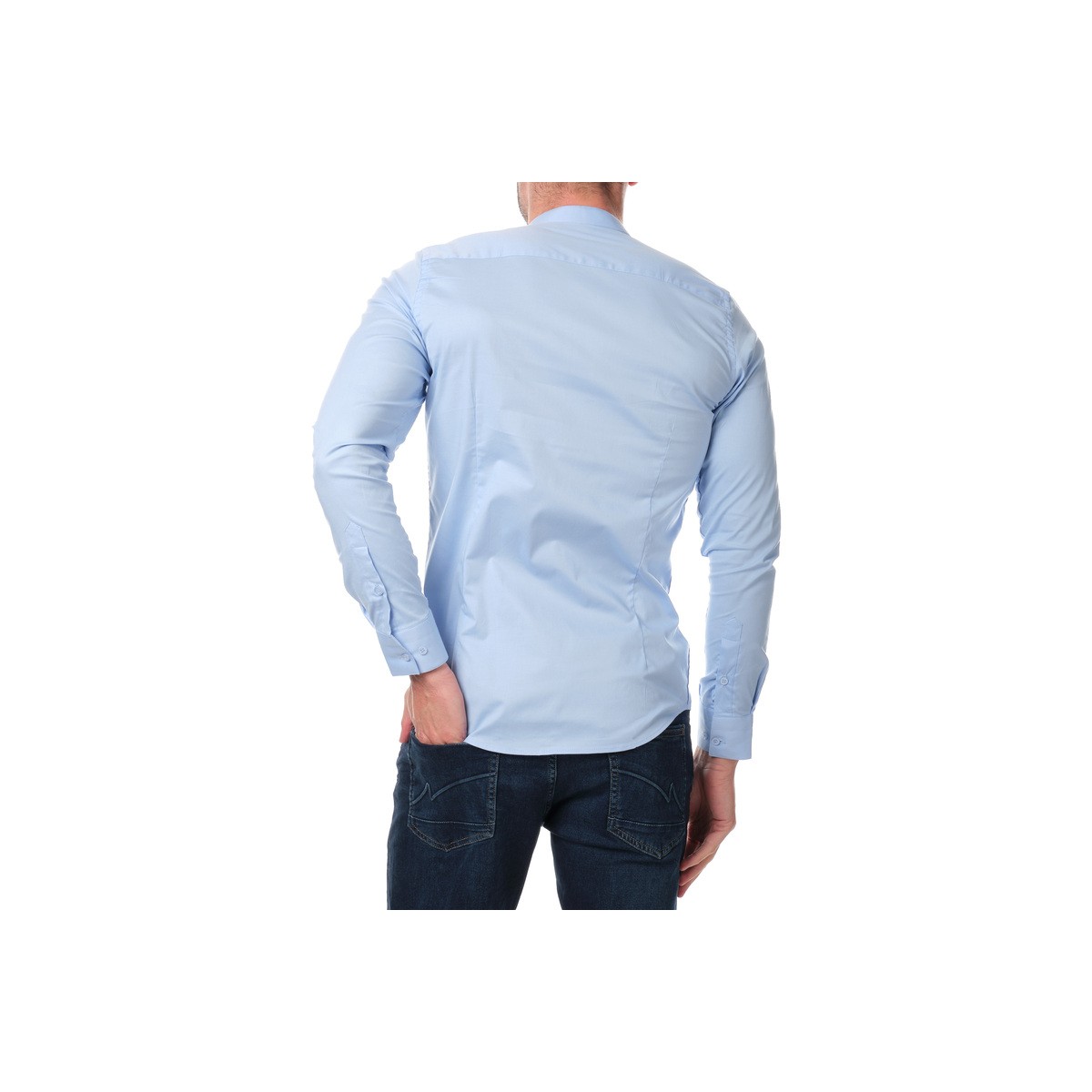 Hopenlife Chemise Col Mao BULMA Bleu