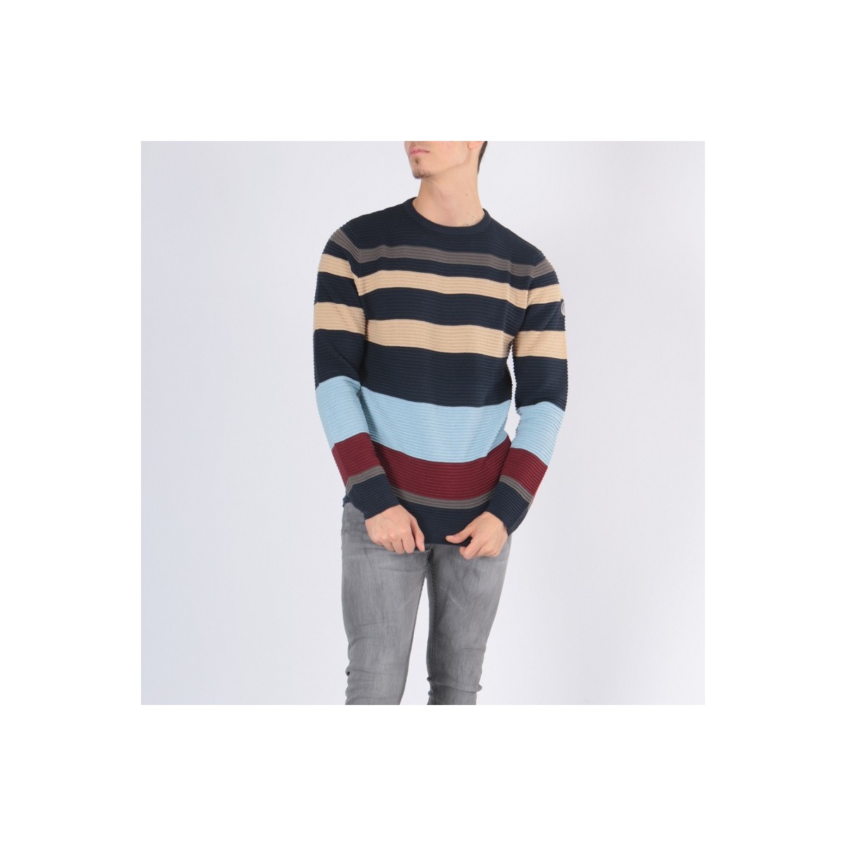 Hopenlife Pull Col Rond BICA Gris Chiné