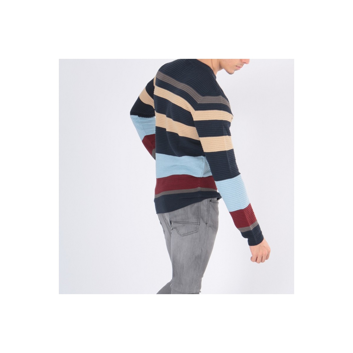 Hopenlife Pull Col Rond BICA Gris Chiné