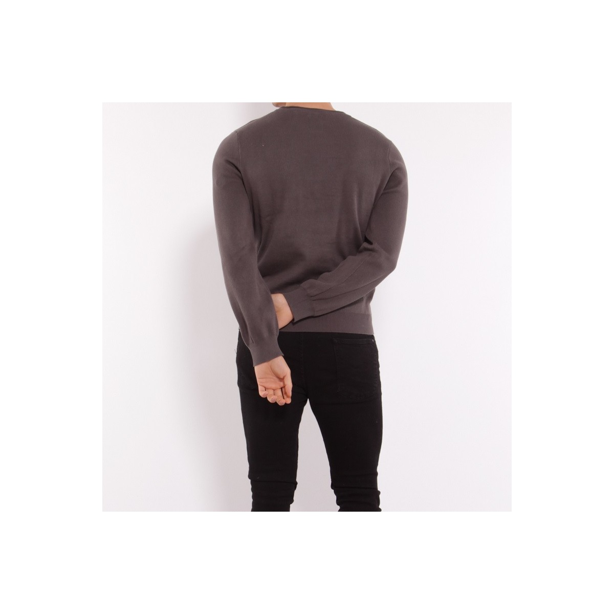 Hopenlife Pull Col Rond CARLOS Gris Anthracite