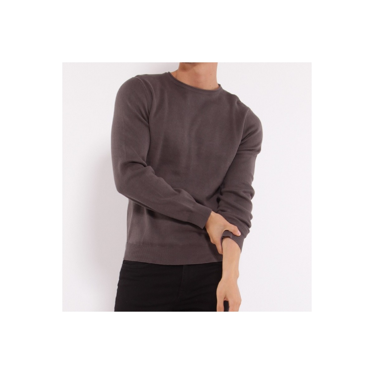 hopenlife Pull col rond CARLOS Gris anthracite