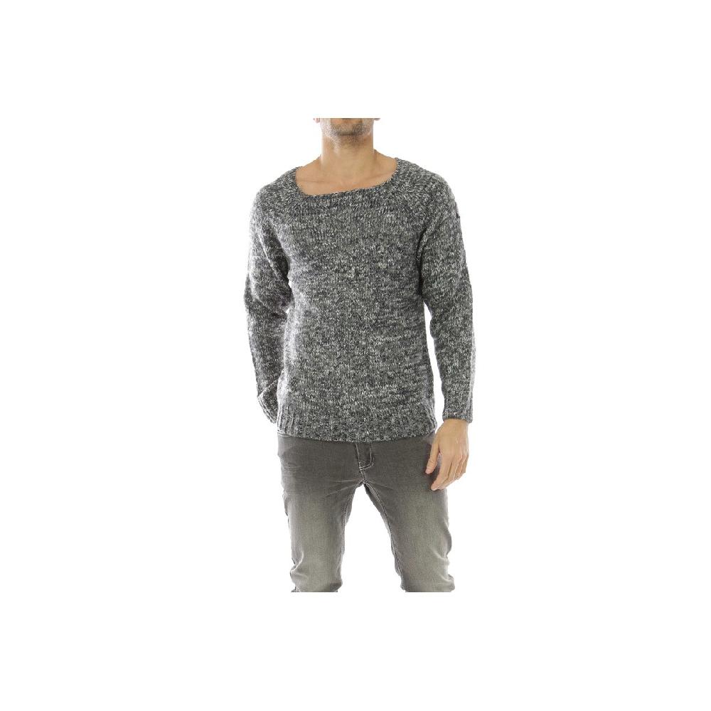 Hopenlife Pull Col Rond élargie ELEKTEK Bleu Gris