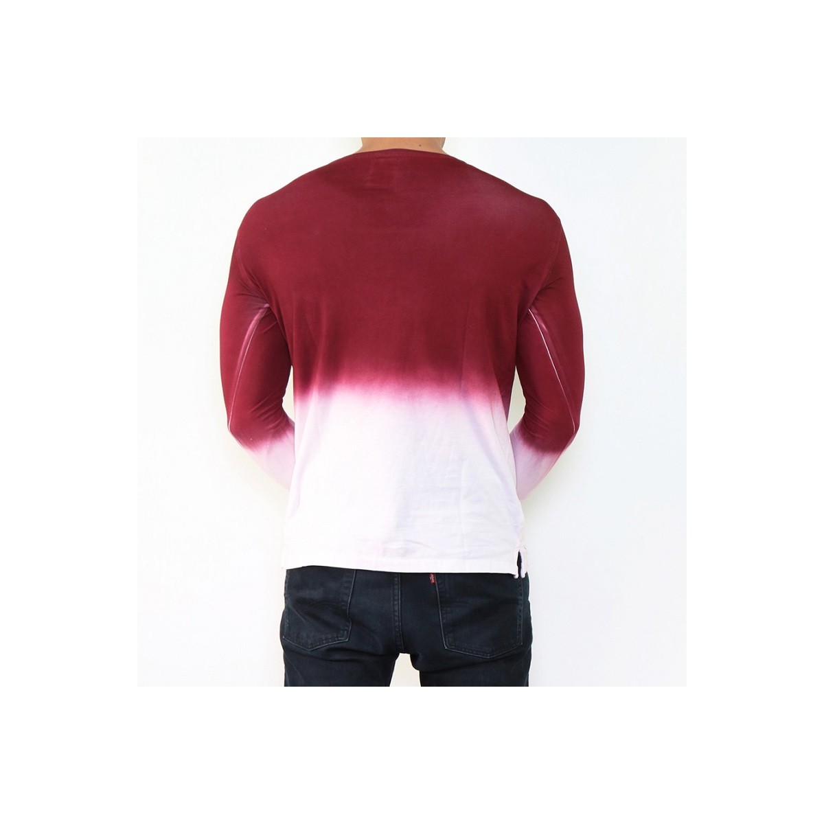 Hopenlife T-shirt Manche Longue Col V KALIKOTE Bordeaux