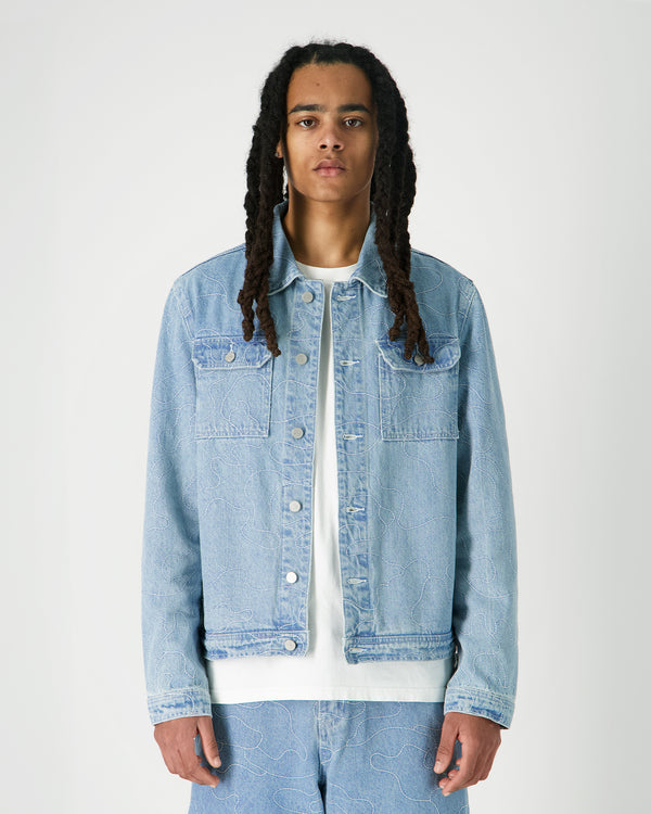 Human With Attitude CAMO DENIM JACKET - WASHED INDIGO