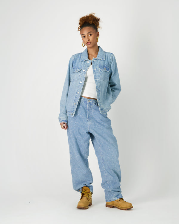 Human With Attitude CAMO DENIM JACKET - WASHED INDIGO