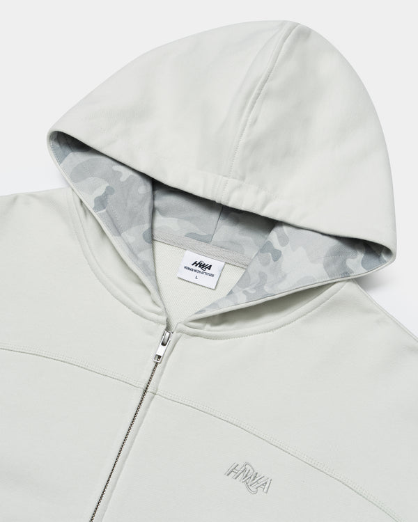 Human With Attitude CAMO ZIP-UP HOODIE - GREY