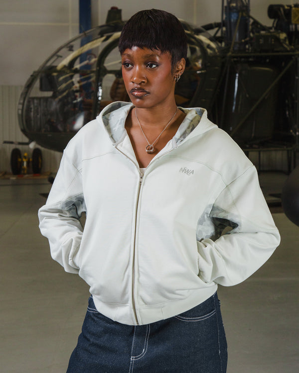 Human With Attitude CAMO ZIP-UP HOODIE - GREY