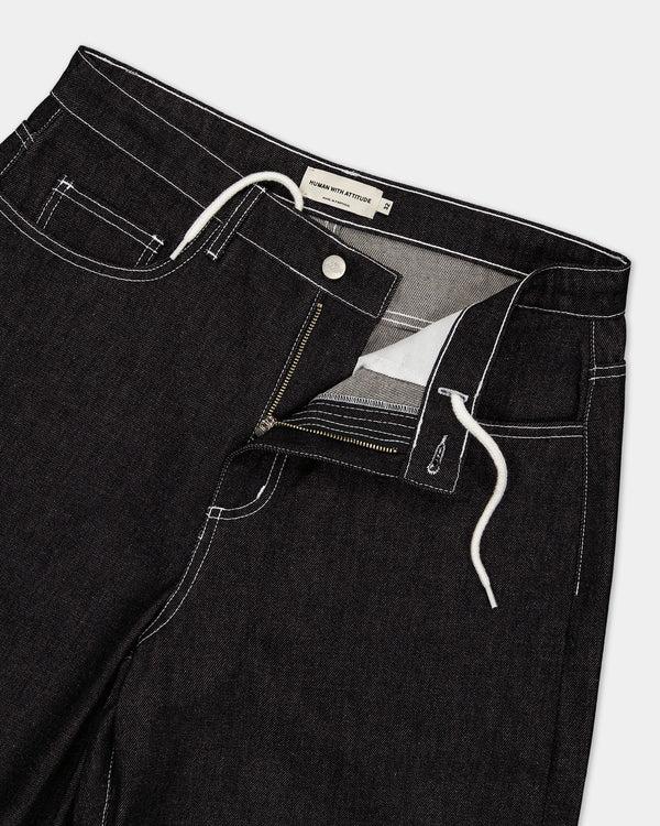 Human With Attitude CARTER BAGGY RAW DENIM - BLACK