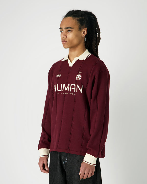Human With Attitude Football Knit - Bordeaux