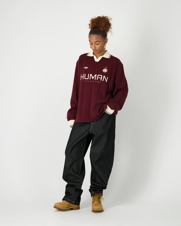 Human With Attitude Football Knit - Bordeaux
