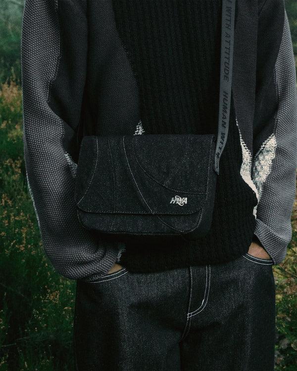 Human With Attitude MIRROR MESSENGER BAG - BLACK