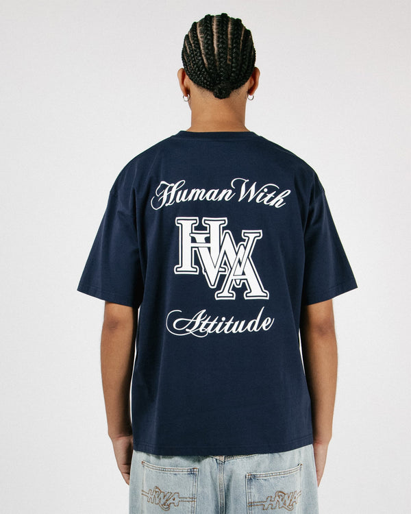 Human With Attitude Monogram T-shirt - Navy