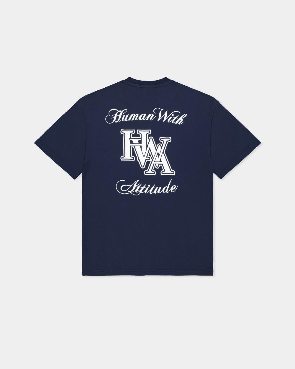 human with attitude Monogram T-shirt - Navy