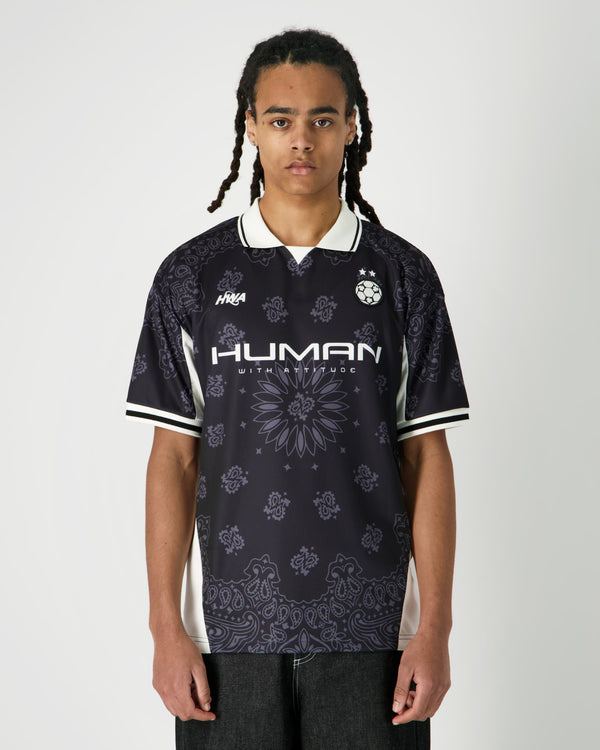 Human With Attitude Paisley Football Tee - Black