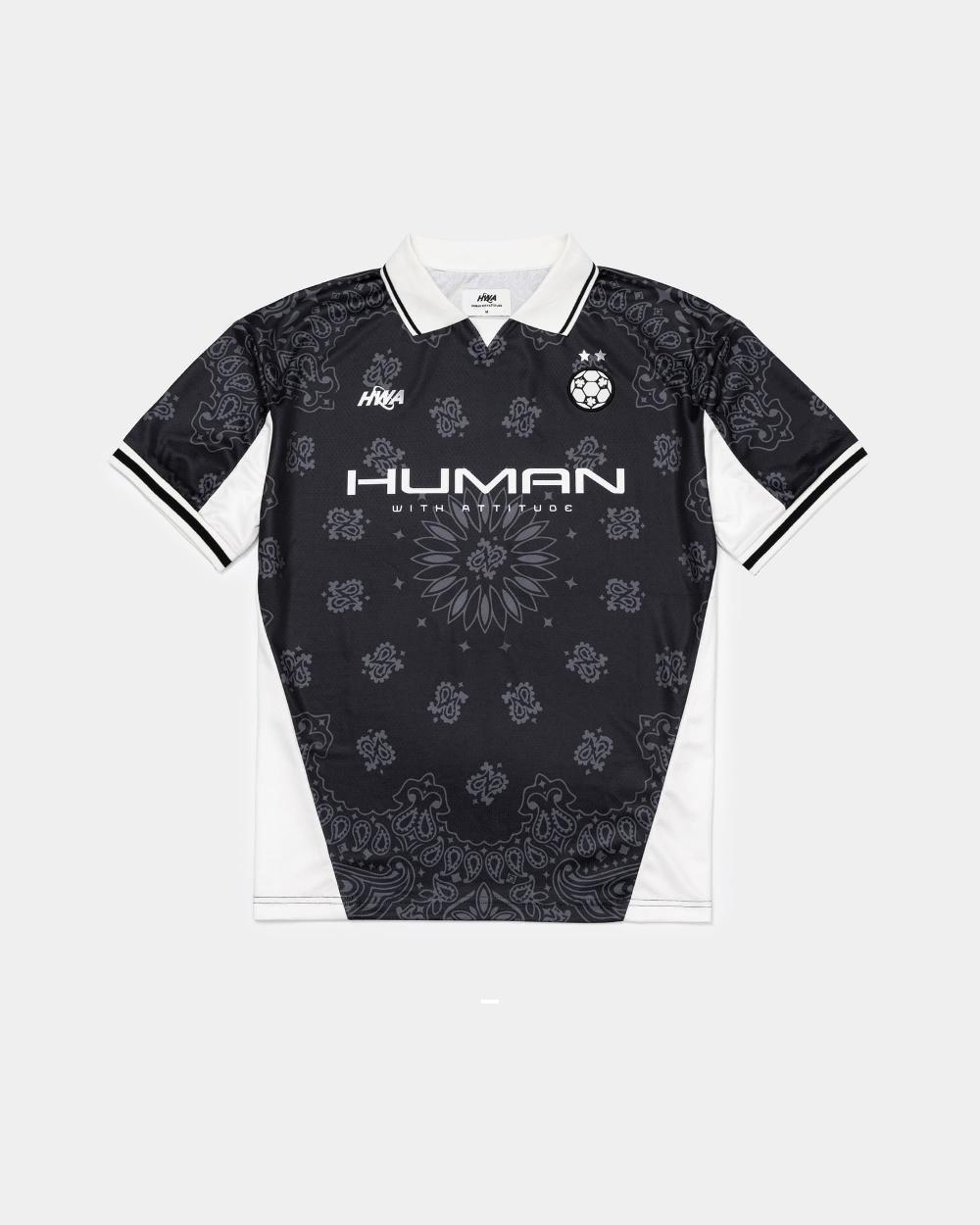 human with attitude Paisley Football Tee - Black