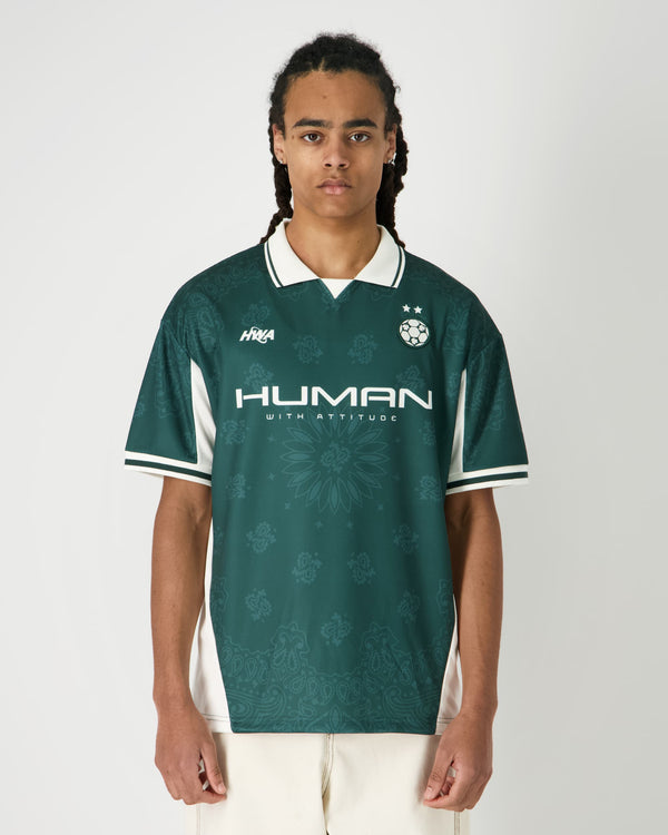 Human With Attitude Paisley Football Tee - Green