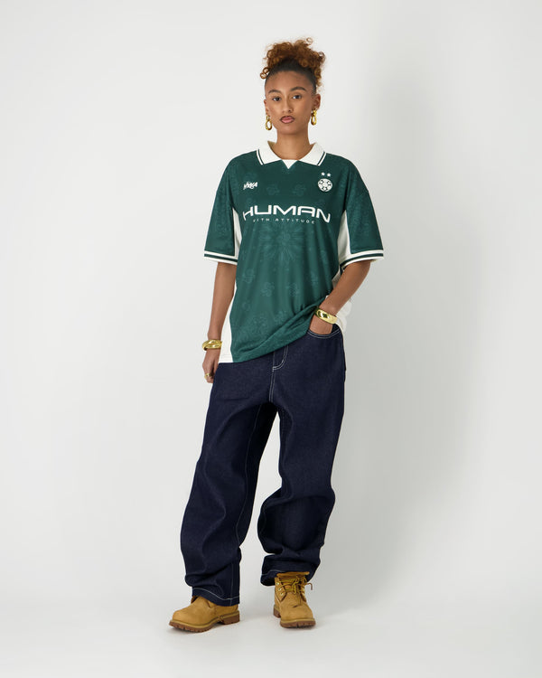 Human With Attitude Paisley Football Tee - Green
