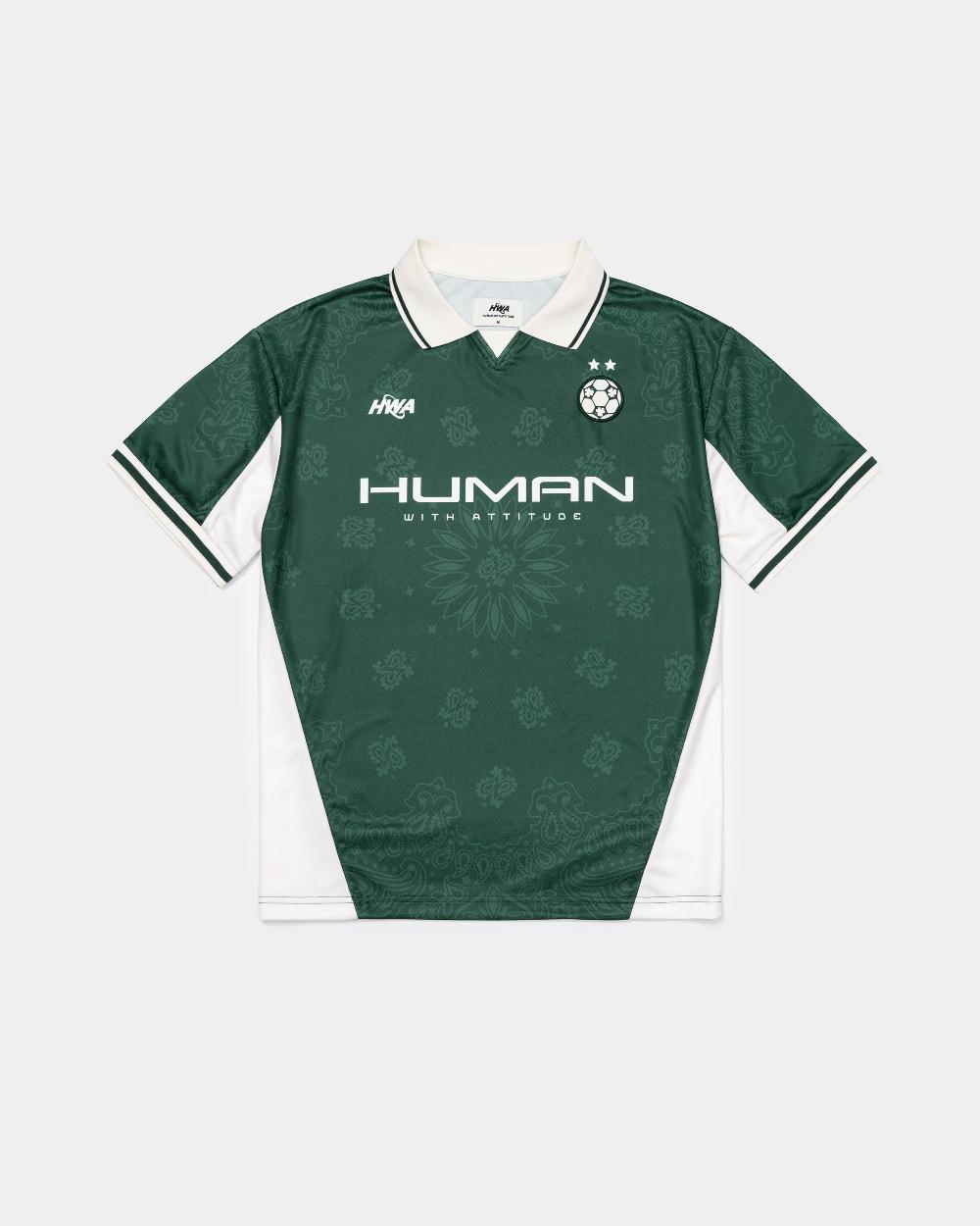 human with attitude Paisley Football Tee - Green