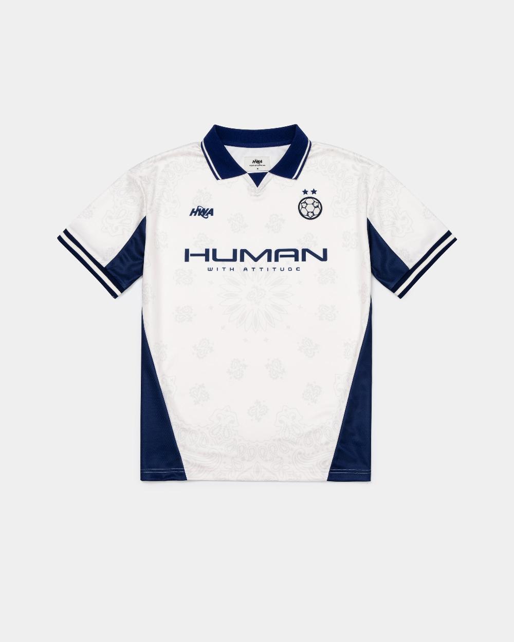 human with attitude Paisley Football Tee - Off White