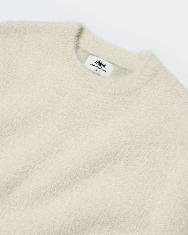 Human With Attitude WDP Fuzzy Sweater - Off White