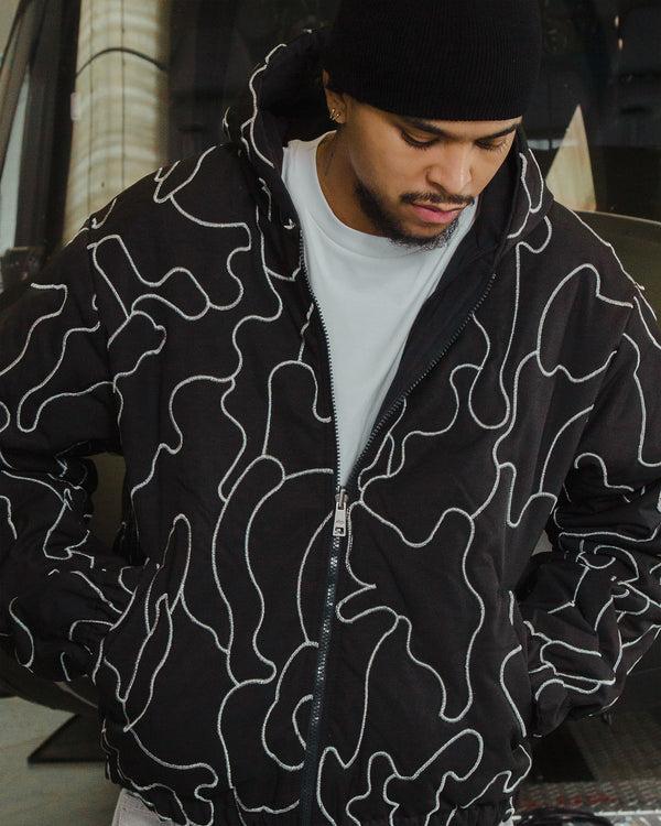 human With Attitude STORM REVERSIBLE STUDDED JACKET - BLACK CAMO