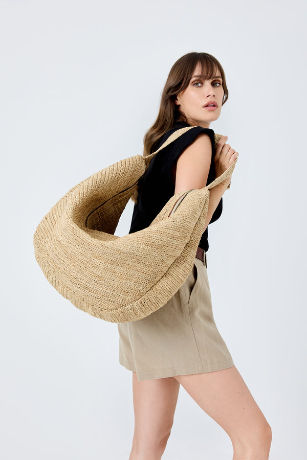 Ibeliv Sac Croissant En Raphia