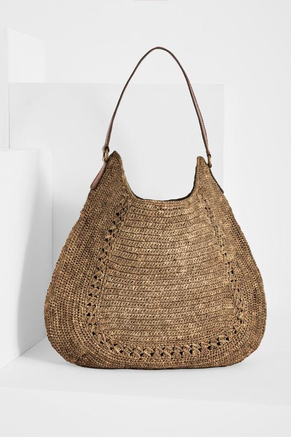 ibeliv Sac hobo raphia de taille moyenne
