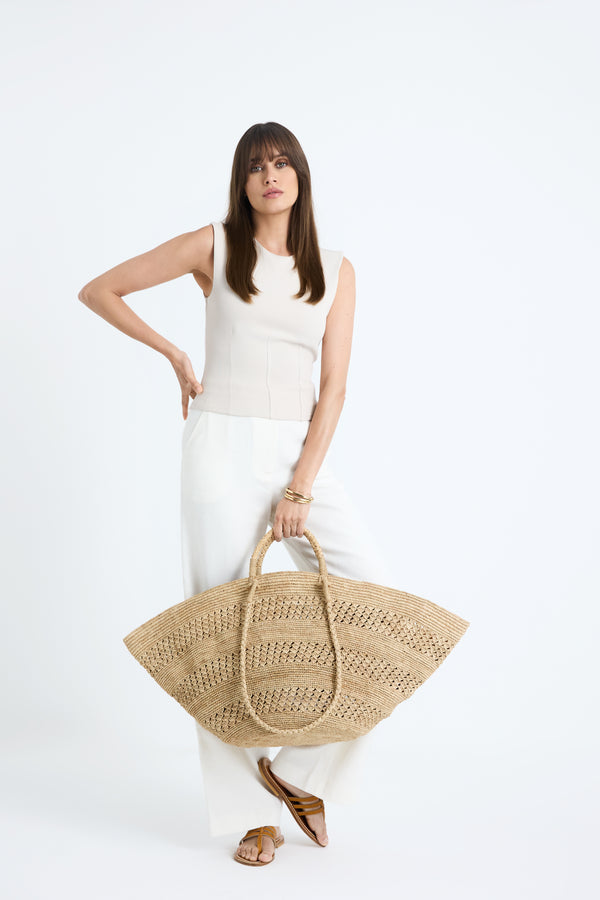 Ibeliv Sac Panier Chic En Raphia