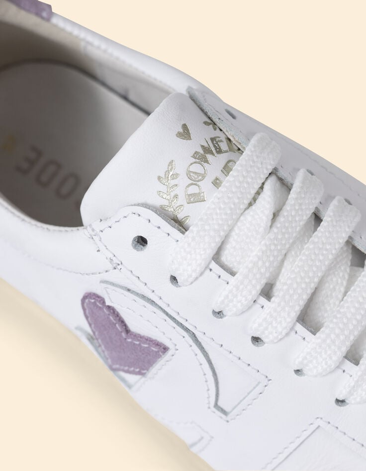 Ikks Baskets Blanches Cuir Velours Parme Et Camel I.Code